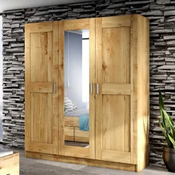 3-türiger Schlafzimmer-Schrank mit Spiegel - Rirua Kleiderschränke|Schränke