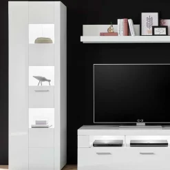 1-türiger Vitrinenschrank in Weiß Hochglanz - Timmona Vitrinen|Schränke