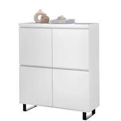 Best 4-türiges Highboard in Weiß mit Schwarz - Atela Highboards