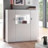 Best 3-türiges Highboard mit Glas Einsatz in Weiß - Hazime Highboards|Vitrinen