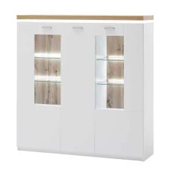 Best 3-türiges Highboard Vitrine beleuchtet LED - Caldri Highboards|Vitrinen