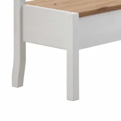 Sale Truhen Eckbank Lugon in Weiß mit Braun Sitzbank