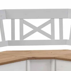 Sale Truhen Eckbank Lugon in Weiß mit Braun Sitzbank