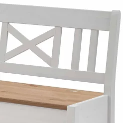 Sale Truhen Eckbank Lugon in Weiß mit Braun Sitzbank