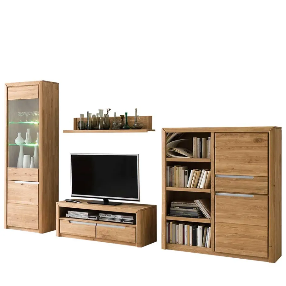 TV Anbauwand Croconia aus Wildeiche Massivholz (vierteilig) Wohnwände