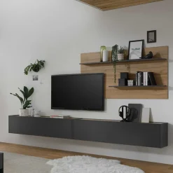 Discount TV Anbauwand für Fernseher hängend - Ahilav I (dreiteilig) Wohnwände