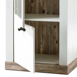 Outlet TV Anbauwand im Scandi Landhaus Stil Nedita in Weiß & Shabby Pinie Dekor (vierteilig) Wohnwände