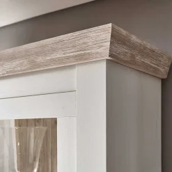 Outlet TV Anbauwand im Scandi Landhaus Stil Nedita in Weiß & Shabby Pinie Dekor (vierteilig) Wohnwände