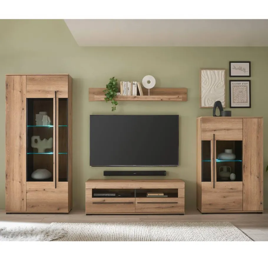 Best TV Anbauwand in Eiche - Brocus (vierteilig) Wohnwände