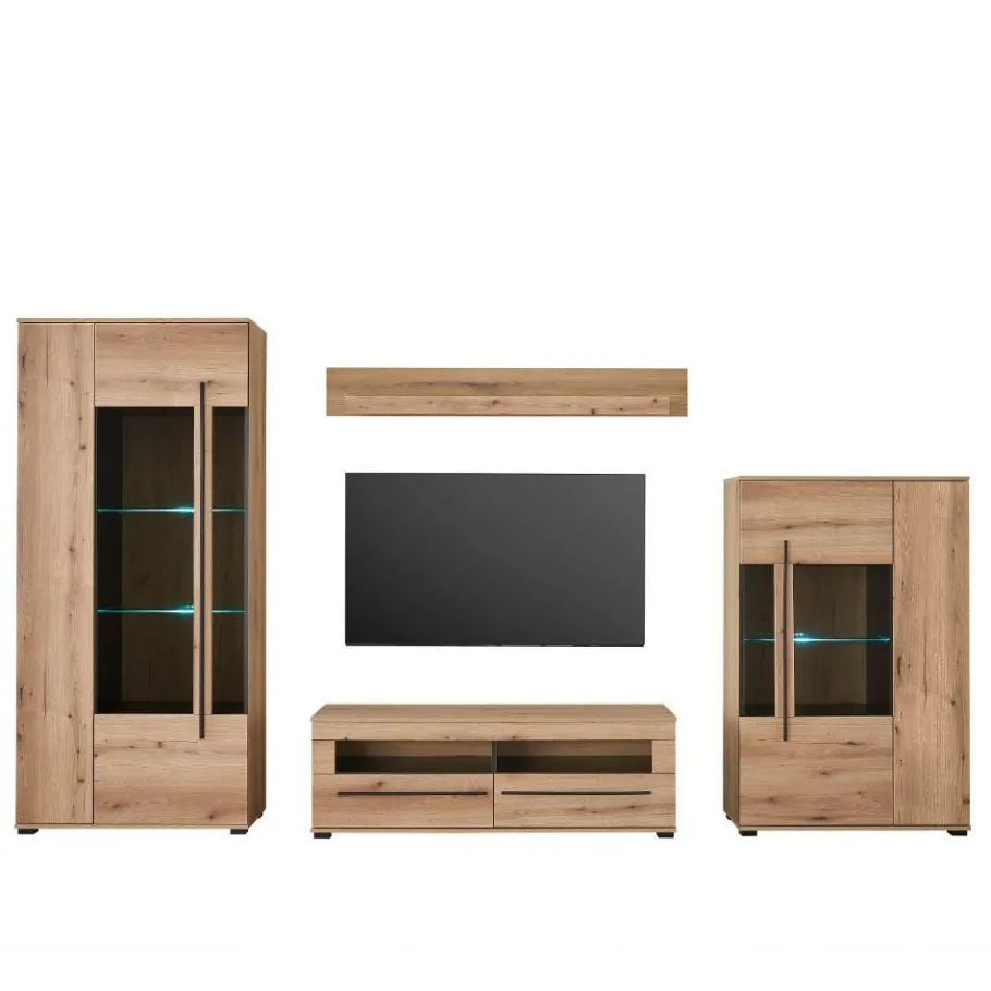 Best TV Anbauwand in Eiche - Brocus (vierteilig) Wohnwände