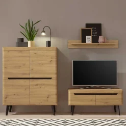 Online TV Anbauwand in Wildeiche Optik - Olcian (dreiteilig) Wohnwände