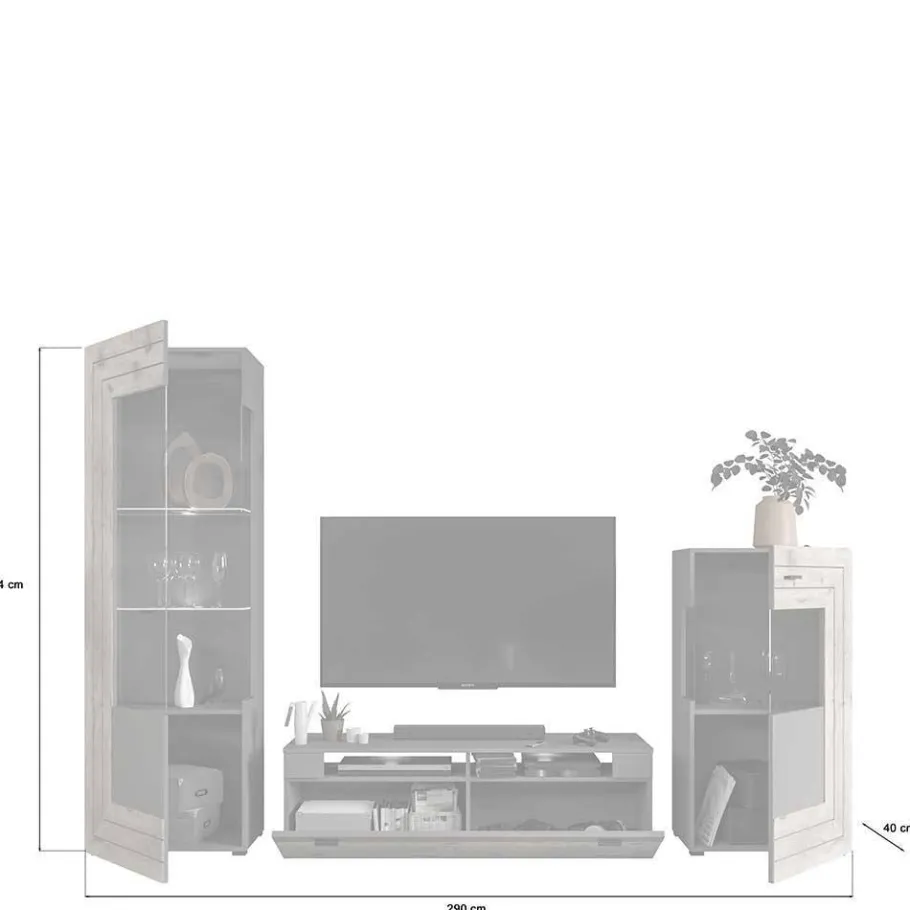 Clearance TV Anbauwand Möbel-Kombi modern - Scarlett (dreiteilig) Wohnwände