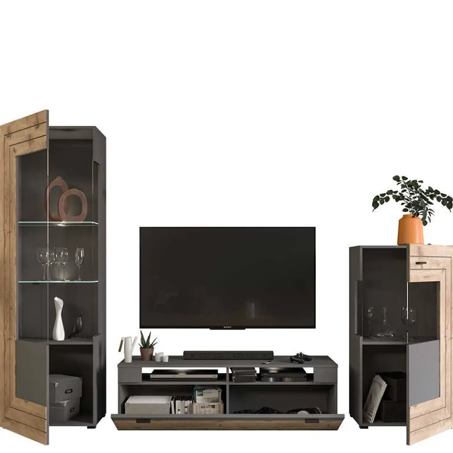 Clearance TV Anbauwand Möbel-Kombi modern - Scarlett (dreiteilig) Wohnwände