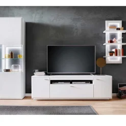 Outlet TV Anbauwand Set in Weiß - Hazime (dreiteilig) Wohnwände