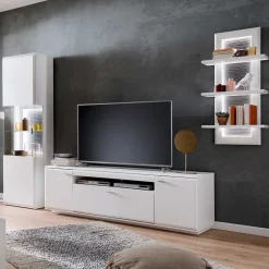 Outlet TV Anbauwand Set in Weiß - Hazime (dreiteilig) Wohnwände