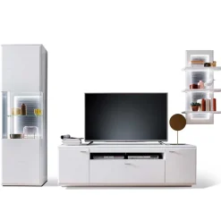 Outlet TV Anbauwand Set in Weiß - Hazime (dreiteilig) Wohnwände