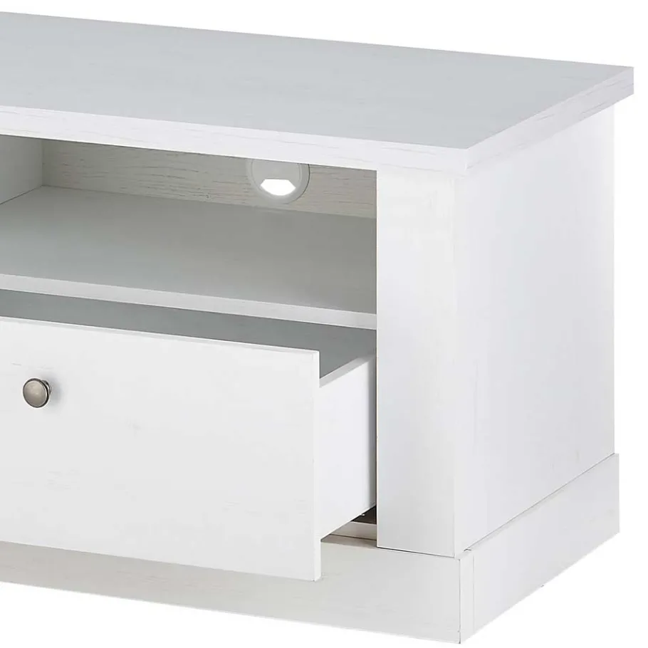 Hot TV Anbauwand Set in weißer Holzoptik Pinie - Liancos (vierteilig) Wohnwände