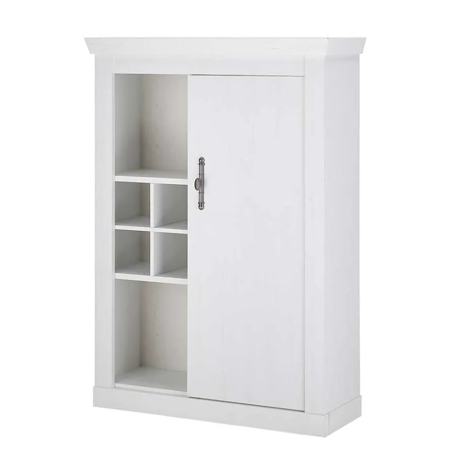 Hot TV Anbauwand Set in weißer Holzoptik Pinie - Liancos (vierteilig) Wohnwände