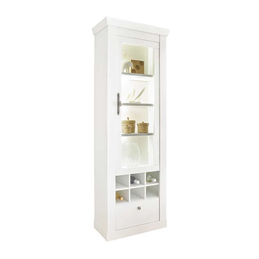 Hot TV Anbauwand Set in weißer Holzoptik Pinie - Liancos (vierteilig) Wohnwände