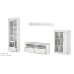 Hot TV Anbauwand Set in weißer Holzoptik Pinie - Liancos (vierteilig) Wohnwände