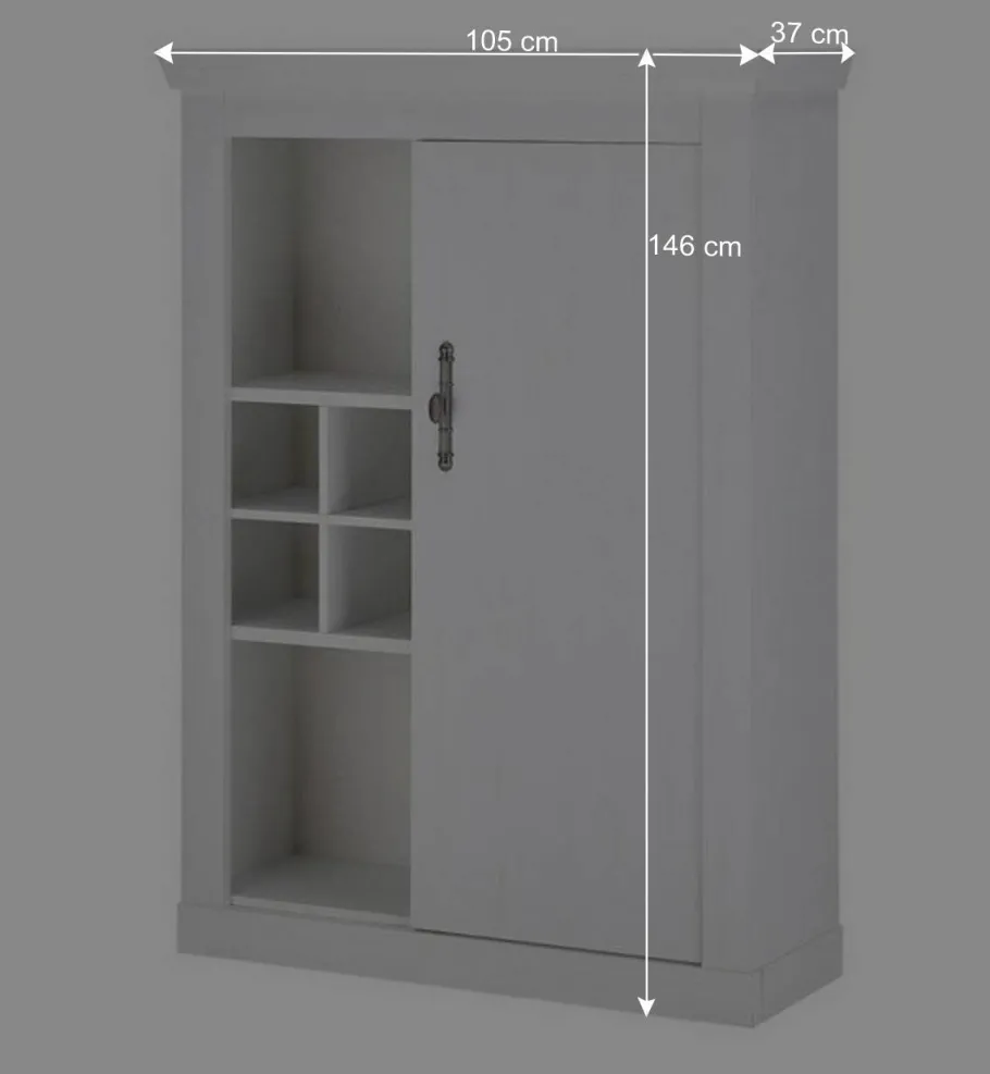Hot TV Anbauwand Set in weißer Holzoptik Pinie - Liancos (vierteilig) Wohnwände