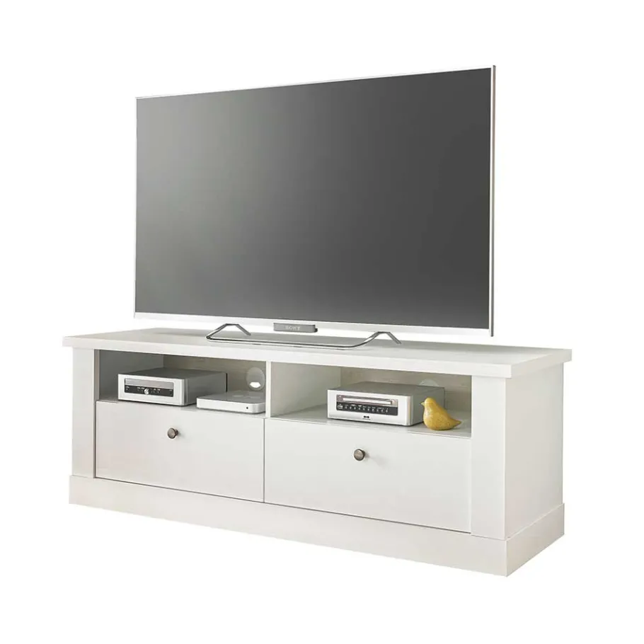 Hot TV Anbauwand Set in weißer Holzoptik Pinie - Liancos (vierteilig) Wohnwände