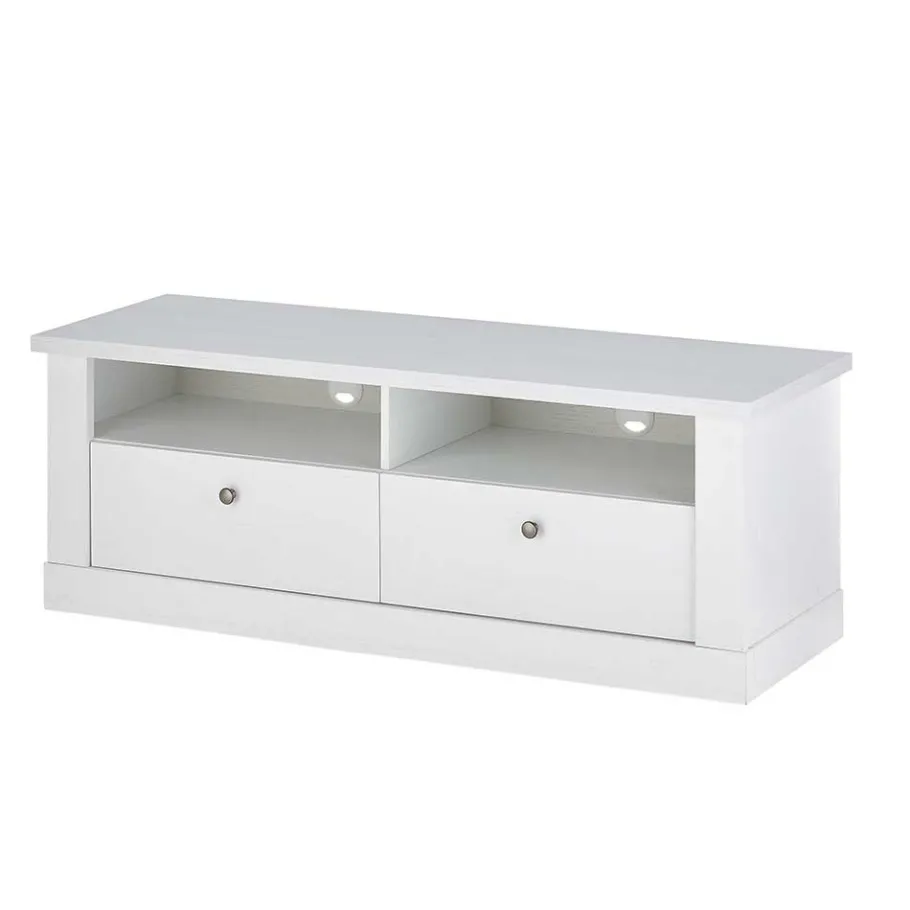 Hot TV Anbauwand Set in weißer Holzoptik Pinie - Liancos (vierteilig) Wohnwände