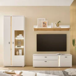 Discount TV Board & Vitrinenschrank & Hängeboard Set - Racelyn (dreiteilig) Wohnwände