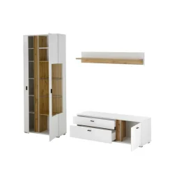 Discount TV Board & Vitrinenschrank & Hängeboard Set - Racelyn (dreiteilig) Wohnwände