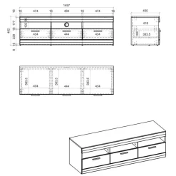 New TV Board & Wandboard & Highboard - Lioscas (dreiteilig) Wohnwände
