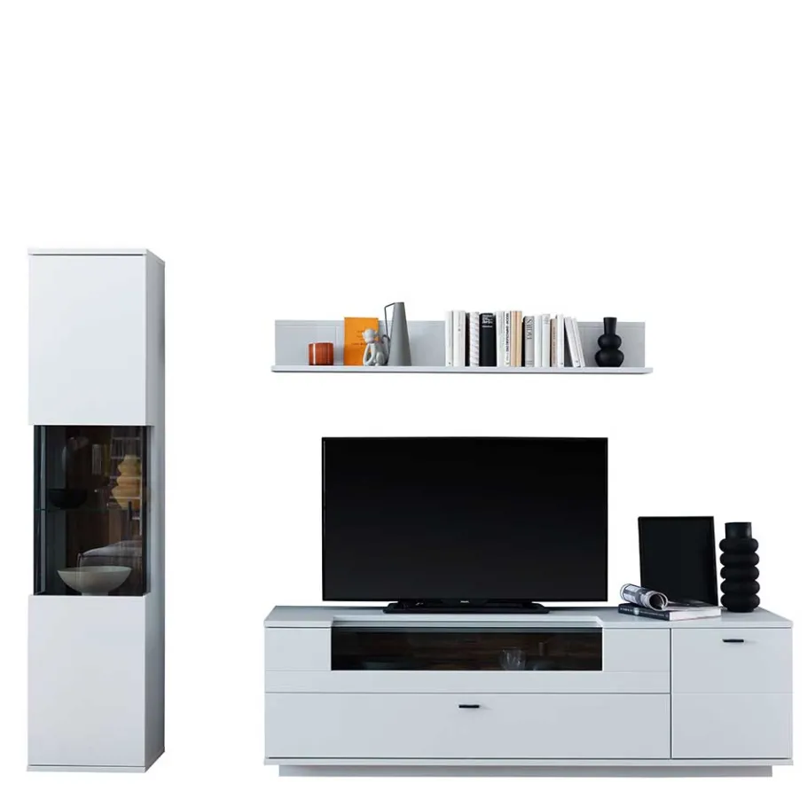 Hot TV Lowboard & Vitrine & Wandboard Set - Apulco (dreiteilig) Wohnwände