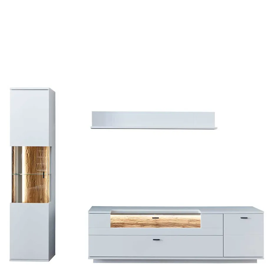 Hot TV Lowboard & Vitrine & Wandboard Set - Apulco (dreiteilig) Wohnwände