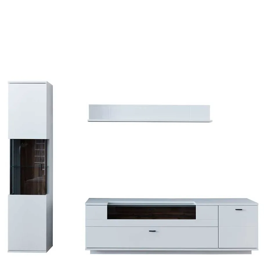 Hot TV Lowboard & Vitrine & Wandboard Set - Apulco (dreiteilig) Wohnwände