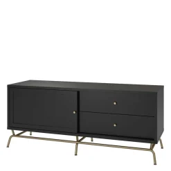 TV Lowboard in Schwarz mit Gold - Prasery Tv & Hifi-Möbel|Lowboards