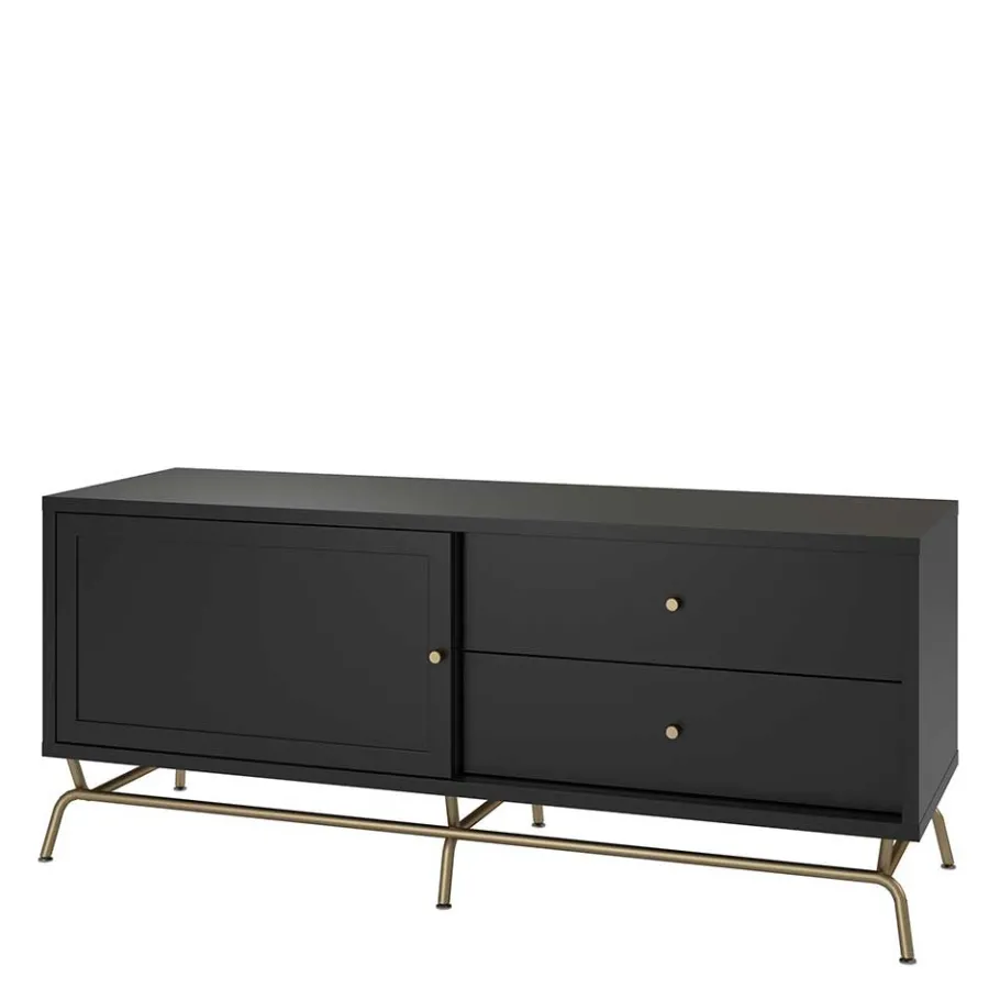 TV Lowboard in Schwarz mit Gold - Prasery Tv & Hifi-Möbel|Lowboards