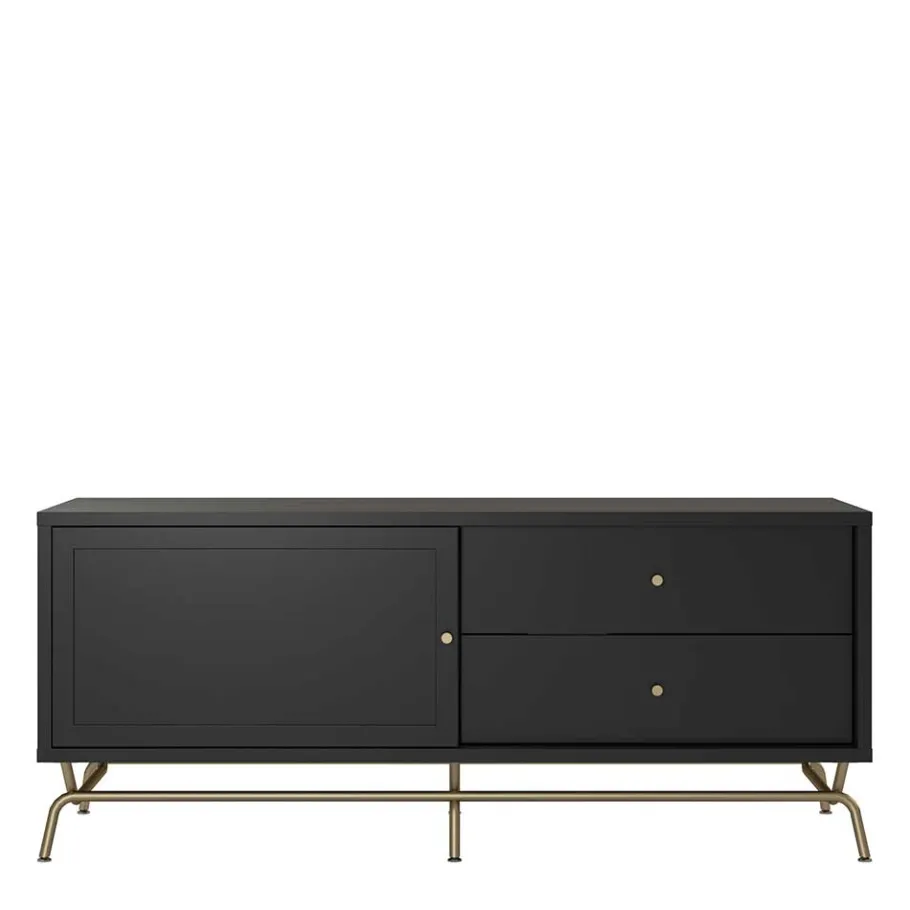 TV Lowboard in Schwarz mit Gold - Prasery Tv & Hifi-Möbel|Lowboards