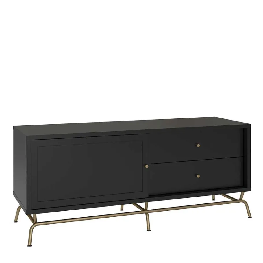 TV Lowboard in Schwarz mit Gold - Prasery Tv & Hifi-Möbel|Lowboards