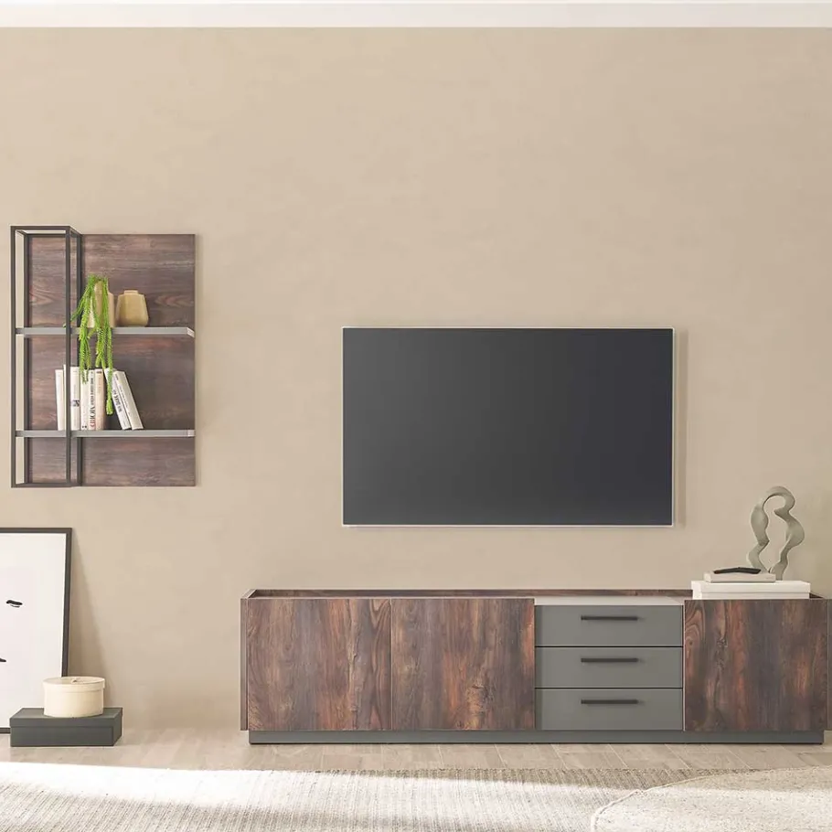 Best TV Lowboard und Wandregal Set - Mundo (zweiteilig) Wohnwände