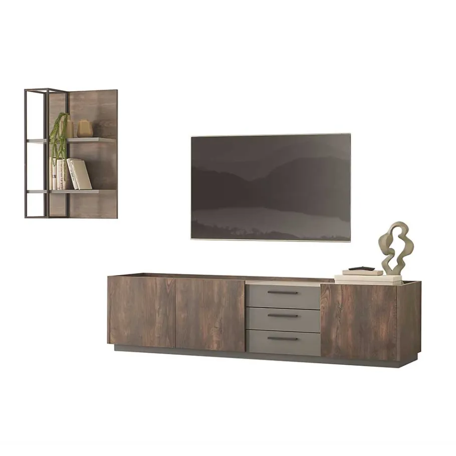 Best TV Lowboard und Wandregal Set - Mundo (zweiteilig) Wohnwände