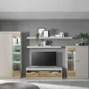 Discount TV Wohnwand in Hellgrau & Zinneiche - Lioscas (fünfteilig) Wohnwände