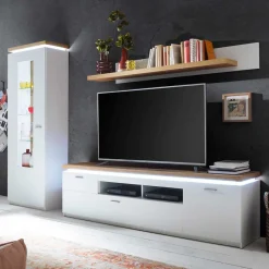 Hot TV Wohnwand in Weiß & Dekor Wildeiche - Caldri (dreiteilig) Wohnwände