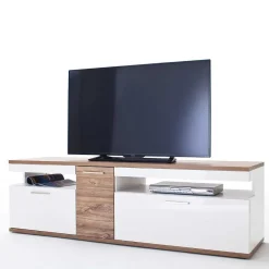 Sale TV Wohnwand in Weiß & Eiche - Icadro (vierteilig) Wohnwände