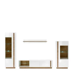 Sale TV Wohnwand in Weiß & Wildeiche - Myrda (vierteilig) Wohnwände