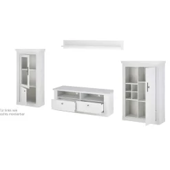 Online TV Wohnwand in weißer Holzoptik Pinie - Liancos (vierteilig) Wohnwände