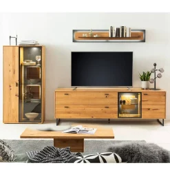 Sale TV Wohnwand in Wildeiche teilmassiv - Drinidad (dreiteilig) Wohnwände