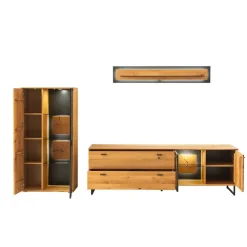 Sale TV Wohnwand in Wildeiche teilmassiv - Drinidad (dreiteilig) Wohnwände