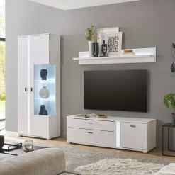 Outlet TV Wohnwand Kombi mit Licht - Tirol (dreiteilig) Wohnwände