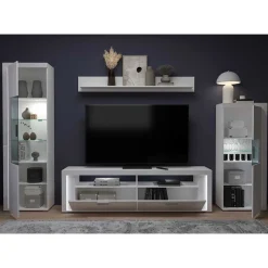 Clearance TV Wohnwand Möbel mit LED Set - Gomata (vierteilig) Wohnwände