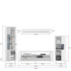 Clearance TV Wohnwand Möbel mit LED Set - Gomata (vierteilig) Wohnwände