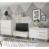 Outlet TV Wohnwand Möbelset im Skandi Style - Ginko (vierteilig) Wohnwände